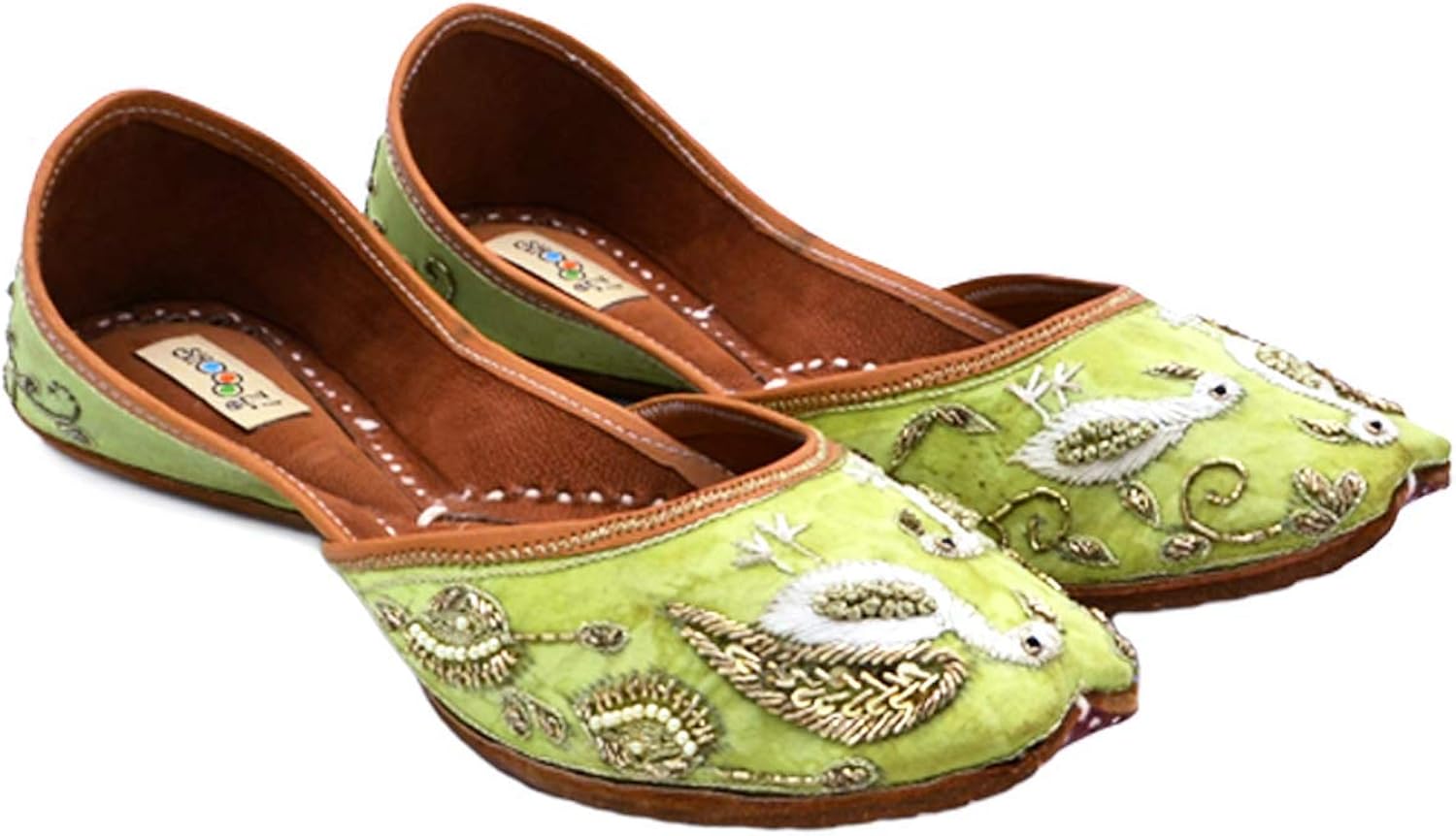 Women's Rajasthani Jutti Shoes (Light Green, Numeric_5) UK Size 5 Buy