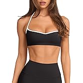 LASLULU Womens Adjustable Spaghetti Straps Sports Bra Sweetheart Neck Wireless Padded Workout Yoga Crop Tops