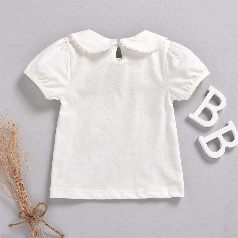 MODNTOGA Kids Girls Basic Shirt Long Sleeve 3 Solid Color Doll Collar Tops Blouse: Clothing