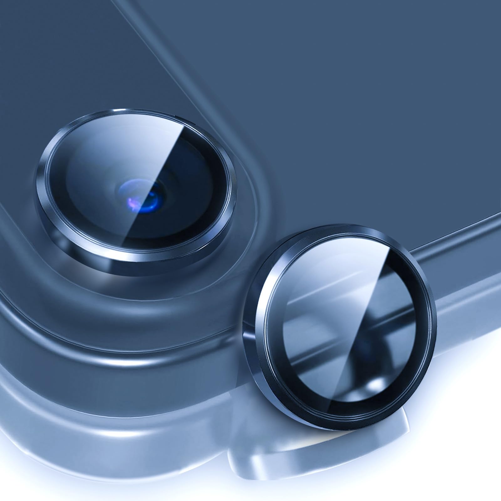 AFENGBOX 2 Pack Camera Lens Protector for iPhone 17 Air,9H Tempered Glass Scratch Resistant Metal Ring Camera Cover,Case Friendly Individual Camera Screen Protector iPhone 17Air Accessories,Blue