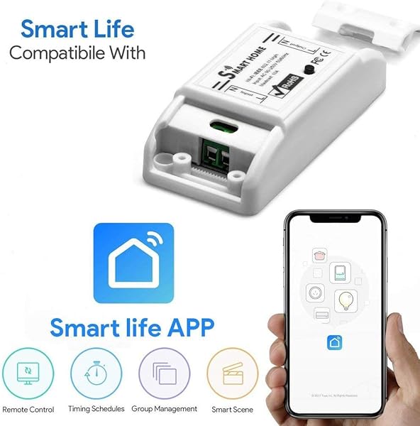 RHNE Interruptor Inteligente WiFi Temporizador de Interruptor Universal para la aplicacin Smart Life Alexa Google Home Blanco