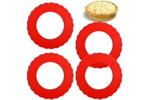 WYBG 4 Pcs Mini Pie Crust Shields, Silicone Pie Pan Shield for Baking, Mini Pie Crust Protector 4 to 6 in (Red)