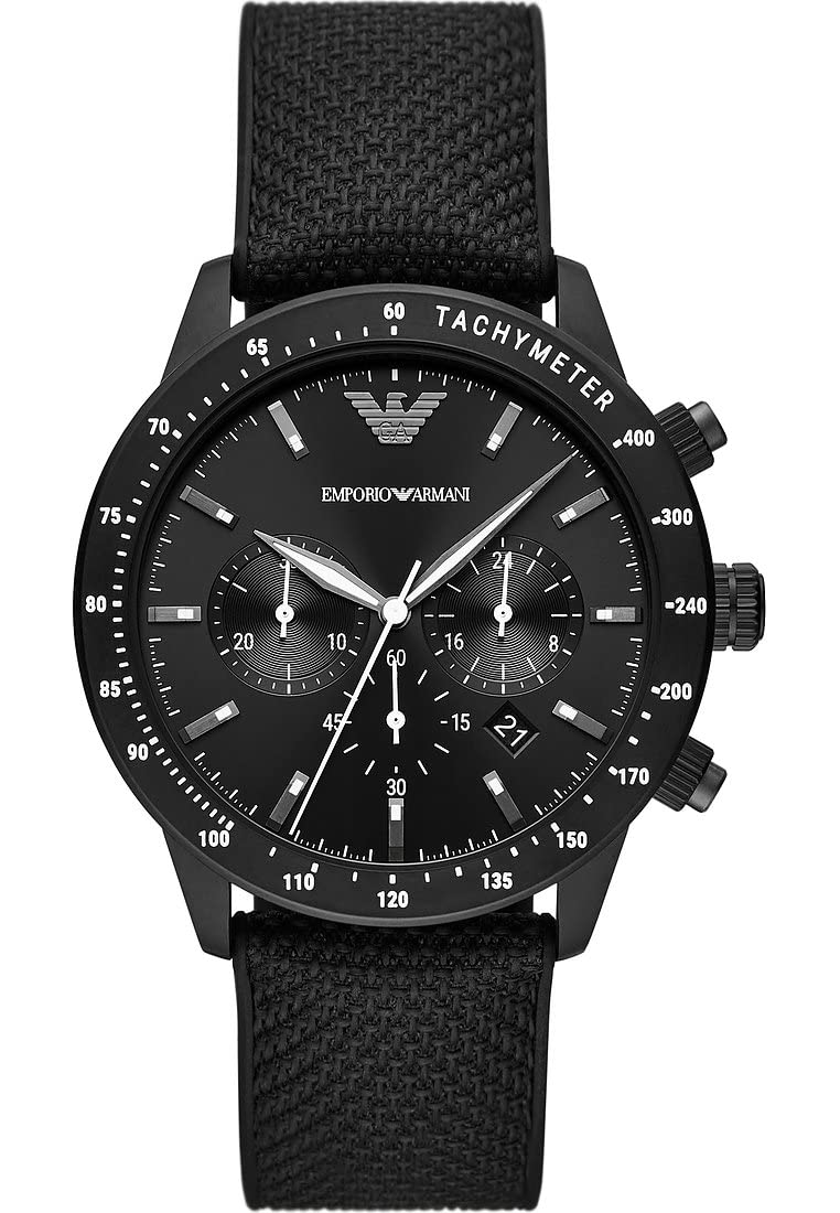 Emporio Armani Watch For Men, Quartz Chronograph movement and 43mm Case Size with Fabric strap