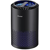 AROEVE Air Purifiers for Bedroom Home, Air Purifier For Smoke Pollen Dander Hair Smell Air Cleaner with Sleep Mode Speed Control For Bedroom Office, MK01- Black(Available for California)