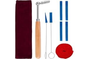 9pcs Piano Tuning Kit, Professional Piano Tools Set Including Tuning Wrench Mufflers with Handles Rubber Mufflers Red Felt Te