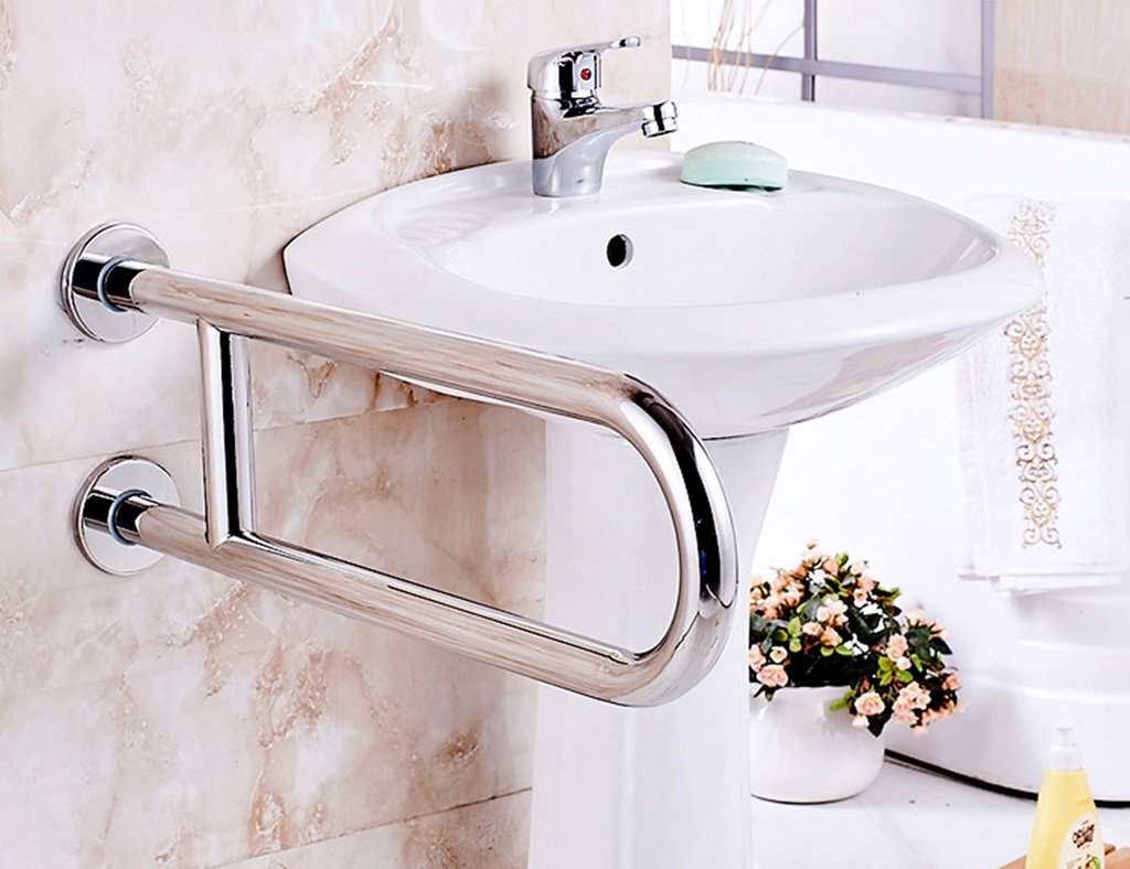 Handle ステンレススチール洗面器手すり浴室安全手すりオールドマンバスaccessible B07d6fwxxq トイレ用手すり 特価 Rumble Media
