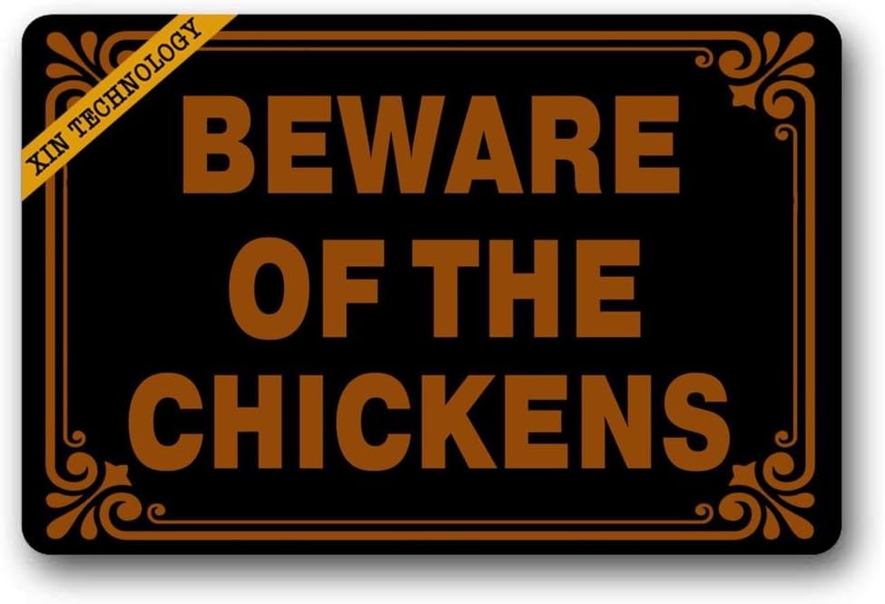 Welcome Doormat Beware of The Chickens Non Slip Rubber Door Mat Rug Machine Washable Indoor Mat Home Decor 23.6"(L) x 15.7"(W)