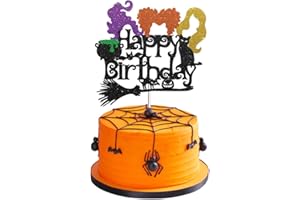 IGJUR Hocus Pocus Cake Topper - 1 Count, Black, Paper, 8 inches, Birthday, Halloween, Baby Shower, Dark