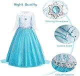 URAQT Princess Dress with Crown Wand Gloves Tiara Wig for Girls 130 view 6