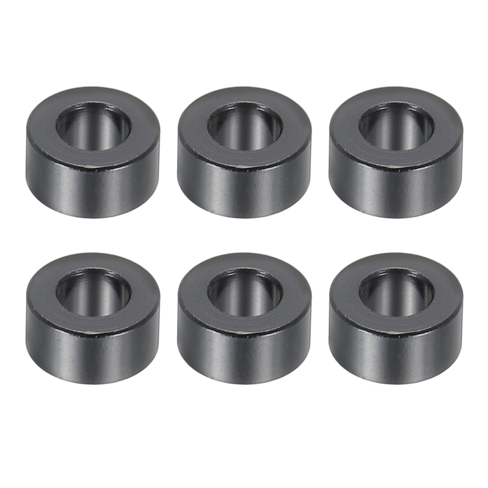 PATIKIL M5 Aluminum Spacers, 6 Pcs Metal Spacers Aluminum 5.2mm ID x 10mm OD x 5mm L Aluminum Spacer Screw Standoff Round for 1/5" or M5 Screw Bolts,Black