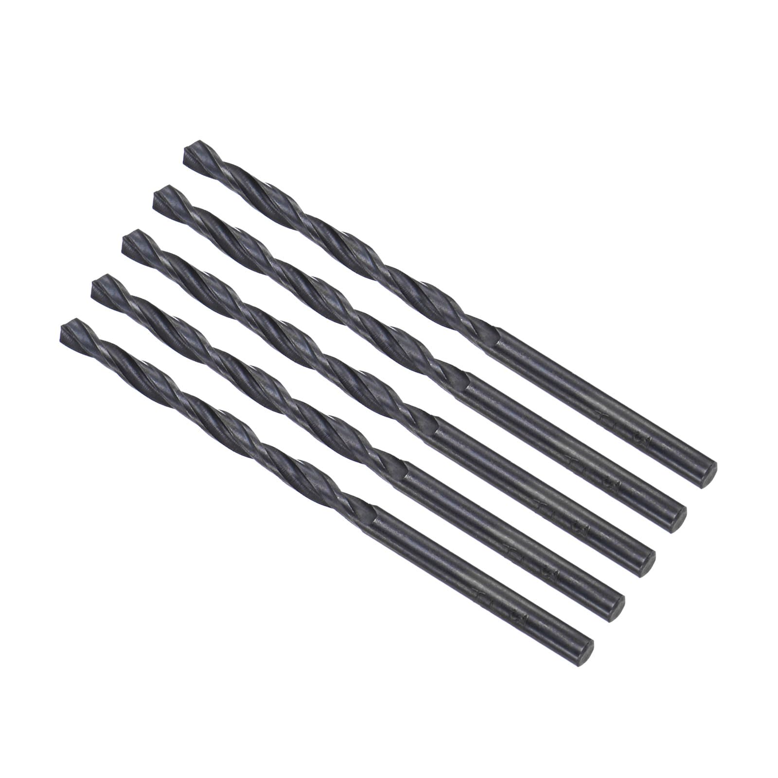 CoCud 6542 High Speed Steel Twist Drill Bits, 3.4mm Diameter 70mm Length, Black Oxide Straight Twist Jobber Drill Bit - (Applications: for Metal Woodwork Plastic Aluminum), 5-Pieces