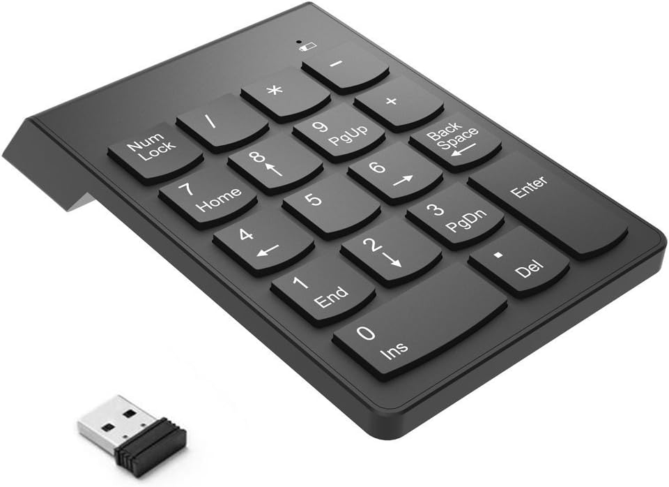 Wireless Numeric Keypad, UPWADE 2.4G 18-Key USB Financial Numpad for Laptop Tablet Desktop PC Computer