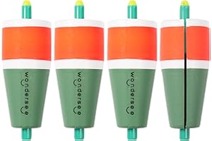 wondersee Fishing Floats Weighted Slotted Peg Popping Floats Slip Bobbers, Pack of 4
