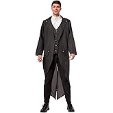 Wildarms Men's Steampunk Vintage Tailcoat Jacket Gothic Victorian Frock Coat Uniform Halloween Costume
