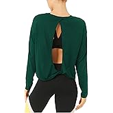 Bestisun Long Sleeve Workout Shirts Yoga Dance Tops Open Back Athletic Clothes for Women