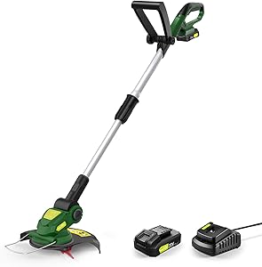 Cordless String Trimmer - Electric String Trimmer/Edger Battery Powered, 20V Weed Eater with Battery & Charger, Grass Trimmer for Multi-Angle Adjustment Cutting, Lightweight Lawn Trimmer for Mowing
