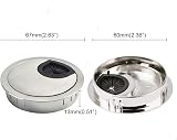 Rayibuir 2 Pack Desk Grommet Kit 60mm Zinc Alloy Brushed Silver Ø60mm view 5