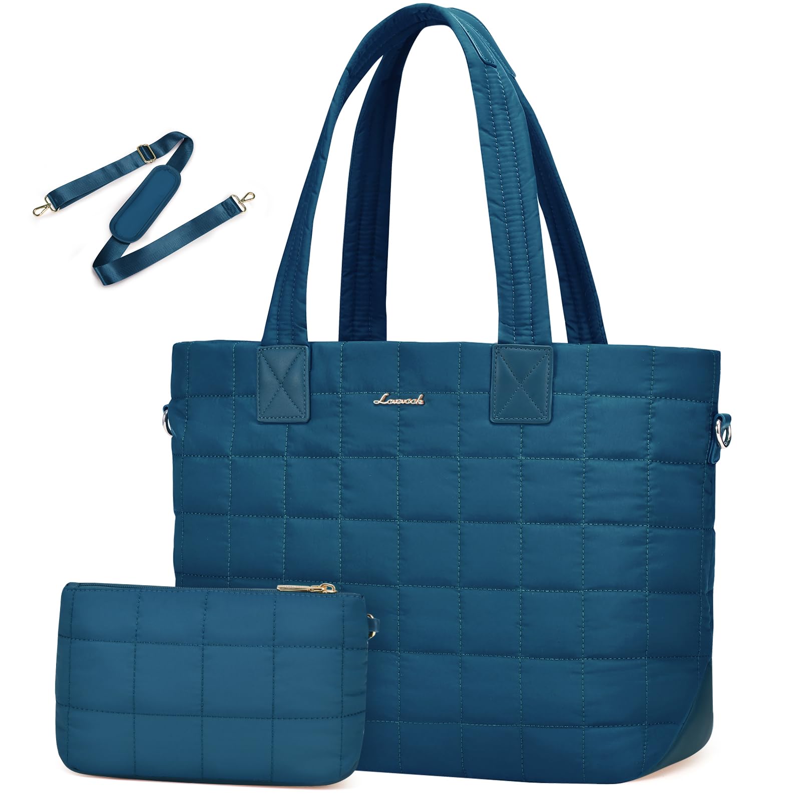 LOVEVOOK Tote Bag for Women, Large Puffer Tote Bag with Zipper Quilted Light Work Bag Image LOVEVOOK Tote Bag for Women, Large Puffer Tote Bag with Zipper Quilted Light Work Bag Image