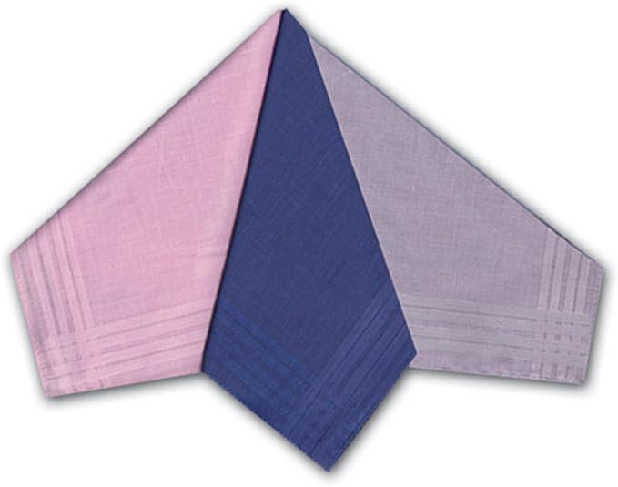 6 Pack Womens/Ladies Assorted Coloured Plain Dyed Handkerchiefs With Satin Borders, 100 Cotton