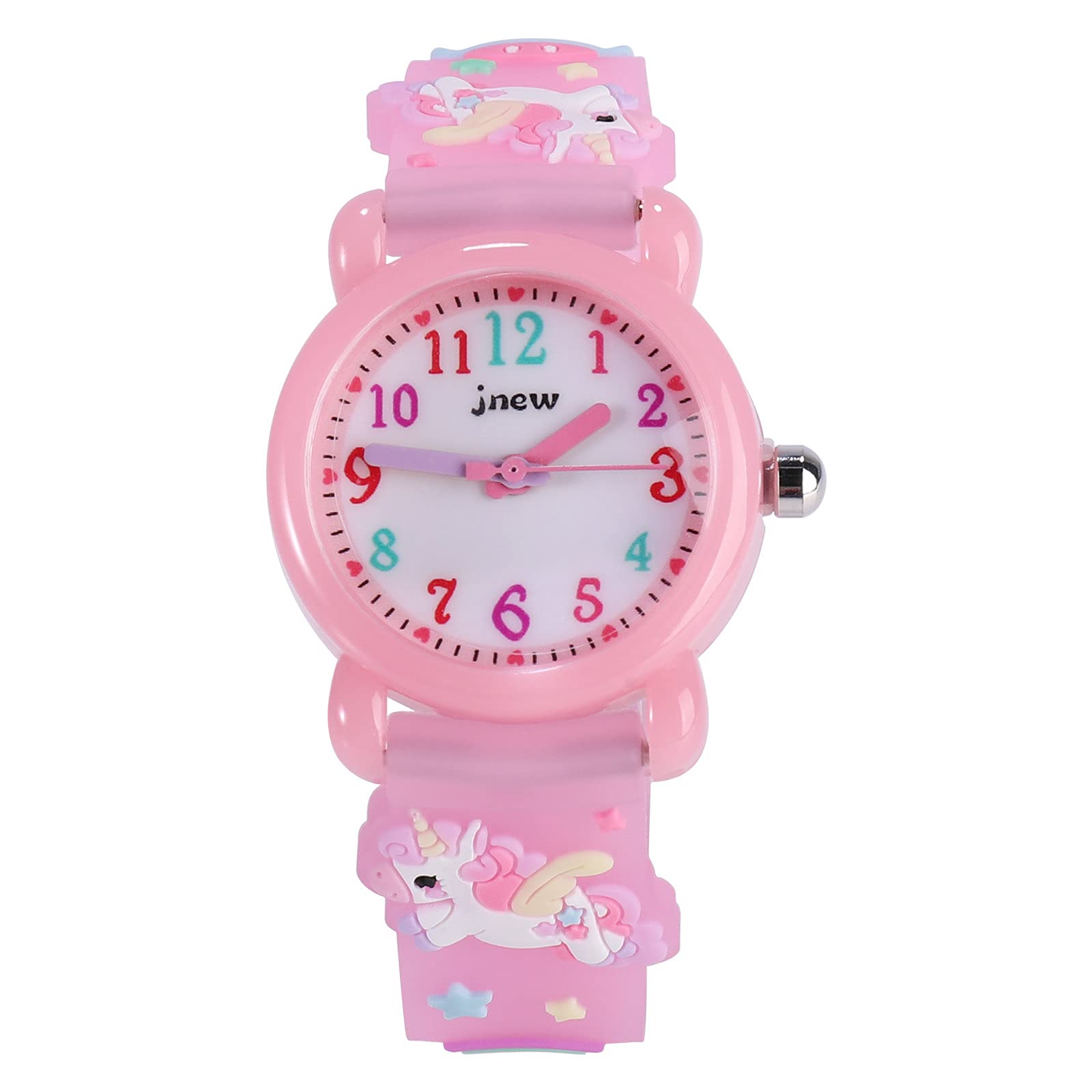 ele ELEOPTION Children's Watch 3D Cute Cartoon Silicone Rubber Band Wristwatch Multi-Colour Dial Digital Display Watch Gift for Little Girls Boy Kids, Horse, Pink