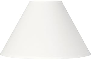 6" Top x 17" Bottom x 10" High x 11 1/2" Slant Lamp Shade Replacement Large White Chimney Round Country Traditional Linen Fabric Spider Harp Finial - Springcrest