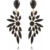 FENBORY Rhinestone Statement Earrings Cluster Crystal Drop Dangle Earrings Teardrop Chandelier Earring Dangling Prom Wedding Bridal Earrings for Women