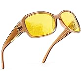 SIPHEW Women's Night Driving Glasses Polarized Anti Glare Night Vision Yellow Glasses Wrap Around for Nighttime/Foggy
