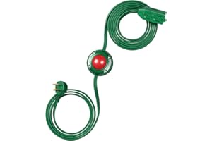 DEWENWILS 12 FT Extension Cord with Multiple Outlets, ON/Off Foot Switch Power Cord, Angled Flat Plug, 2-Prong 3 Outlets, 16/2C, Green, ETL Listed