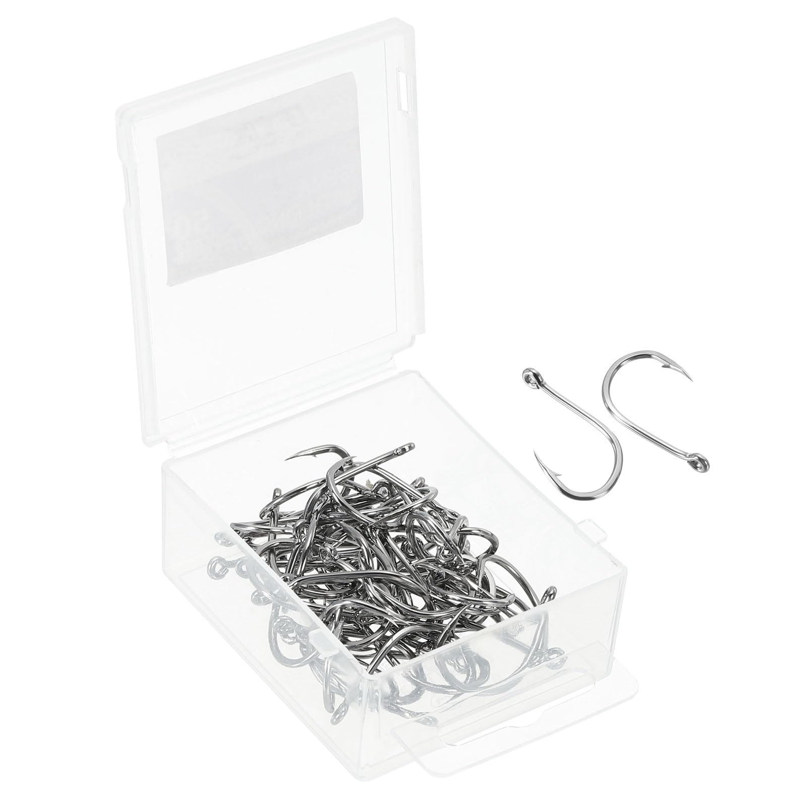 PATIKIL 2/0# Catfish Hooks, 50 Pack 0.5" Claw Fish Hook Fishing Hook High Carbon Steel J Shaped with Barbs for Freshwater Saltwater, Silver Tone