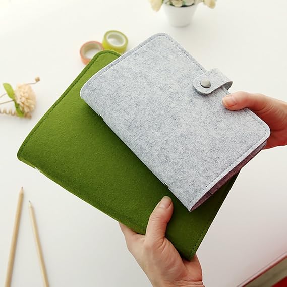 Zhi Jin A5 Wollfilz Nachfüllbares Notizbuch Ringbuch Kalender harter Umschlag Notizblock Tagebuch Memo Stifthalter Red-Ruled 