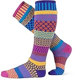 Solmate Socks - Mismatched Knee High Socks; Made in USA with Recycled Cotton Yarns; Carnation Large