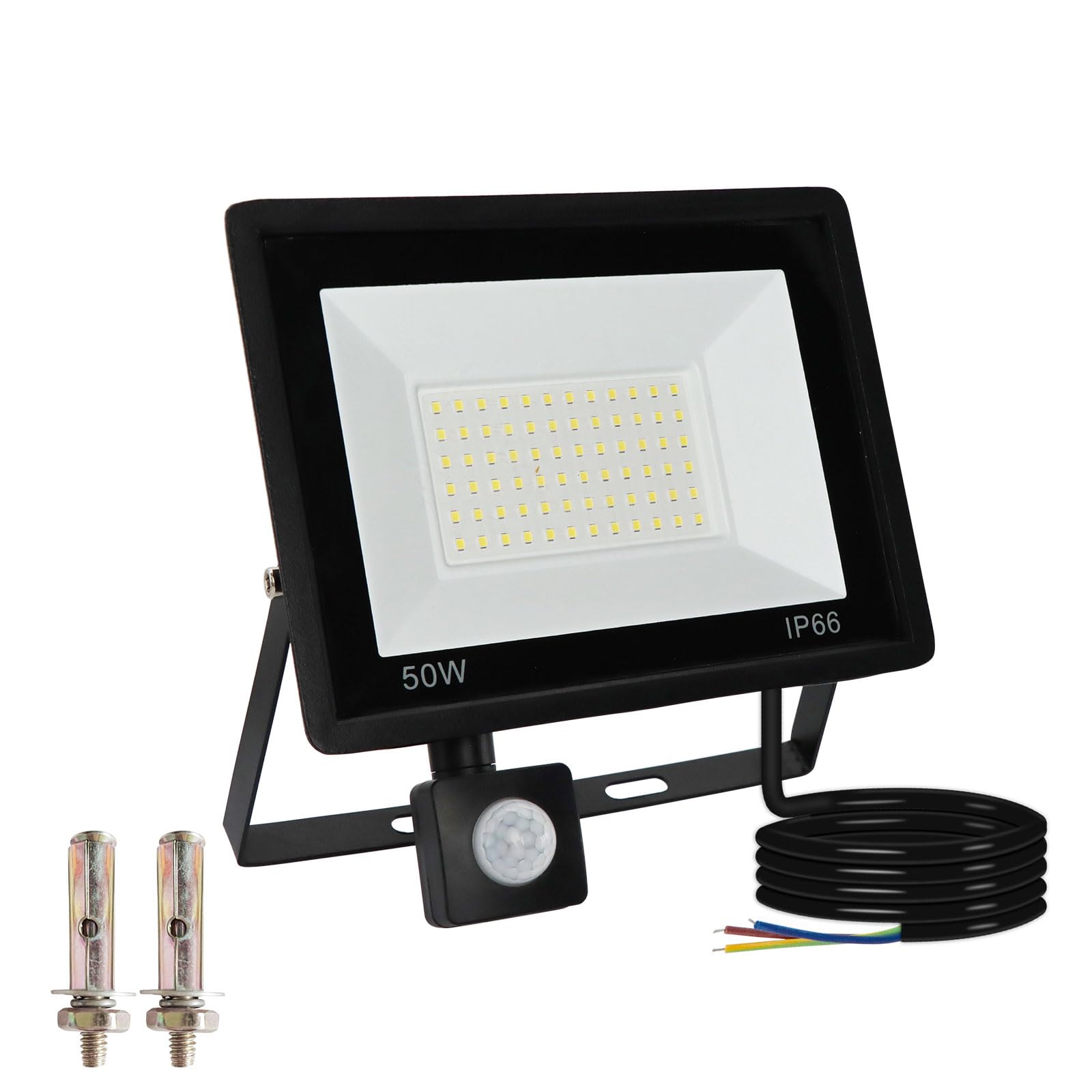 50W Security Lights Outdoor Motion Sensor, 4500LM LED Flood Lights with PIR Sensor, 6000K Daylight White Motion Sensor Floodlight, IP66 Waterproof Outside Security Lights for Garden, Garage, Backyard