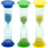 TeacherFav Sand Timer for Kids Set of 3 Small Colorful Hourglass Acrylic Covered Clock 1Min 2Min 5Min for Classroom, Home &amp; Kids Room