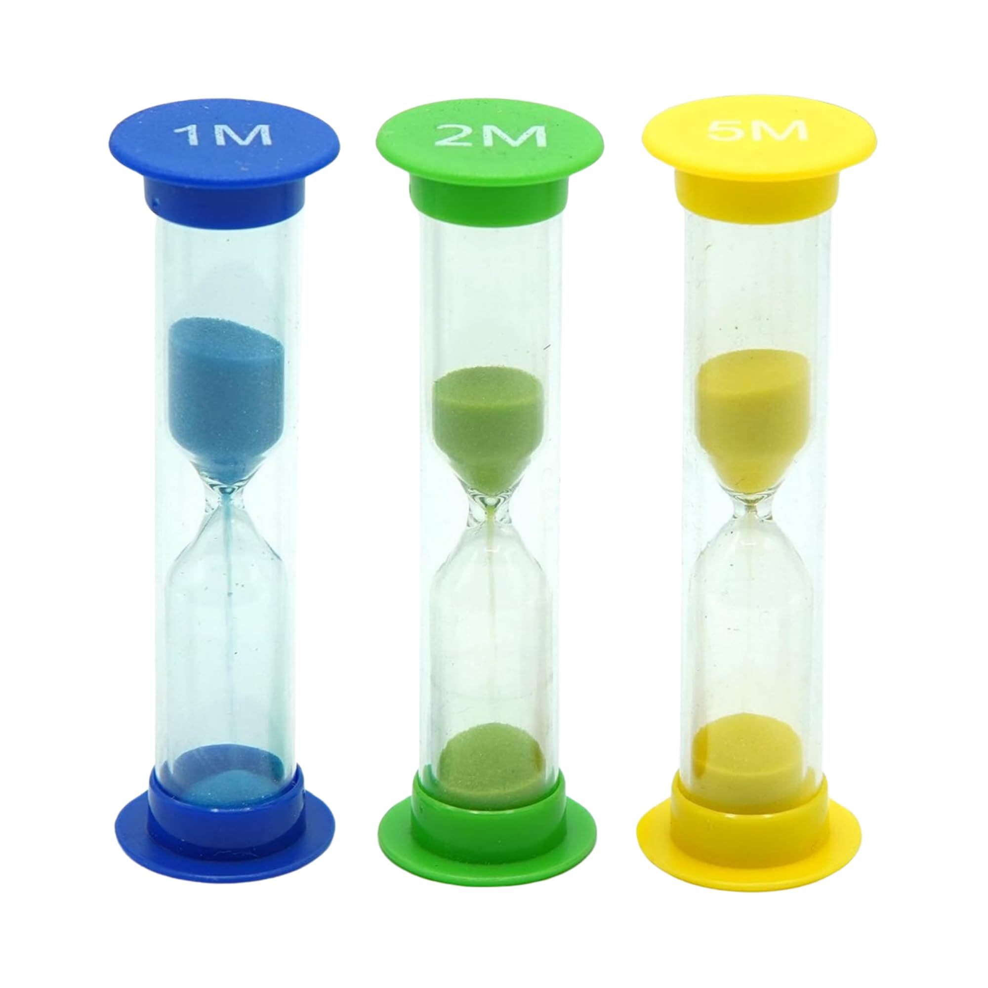 TeacherFav Sand Timer for Kids Set of 3 Small Colorful Hourglass Acrylic Covered Clock 1Min 2Min 5Min for Classroom, Home & Kids Room