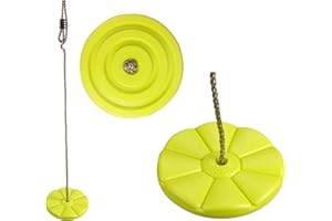 IFOYO Tree Swing Disc, Rope Swing Round Kids Swing Seat Strong Disc Swing for Outdoor Backyard Playground Holds 220lbs/100kg for 3-10 Years Kids Children, Yellow
