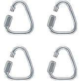 Unlorspy 4 Pack M6 Quick Link Triangle, 2.2 Inch Stainless Steel Quick Links Carabiner Heavy Duty for Outdoor Hiking Traveling