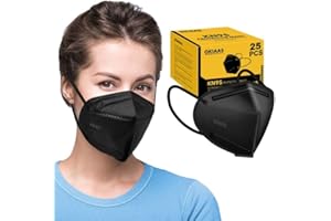 OKIAAS 25 Pack KN95 Face Mask, 5-Layer masks disposable kn95 Black,Face Protection Against PM2.5, Dust, Pollen and Haze, for Women, Men