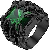 ChainsProMax Men Evil Eye Ring Biker Punk Rings, Dragon Claw Ring with Gemstone, Can Engrave, Stainless Steel/Gold Plated/Black-Send Gift Box