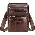 Hebetag Small Leather Sling Shoulder Bag Messenger Pack for Men Women Outdoor Travel Business