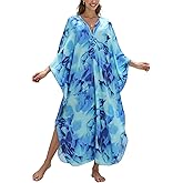 KECVOT Women's Plus Size Kaftan Dress - Batwing Sleeve Long Beach Cover Up Maxi Dress Swimsuit Cover Loungewear