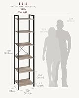 VASAGLE 6-Tier Bookshelf 30 x 40 x 187.5 cm Industrial Heather Greige Ink Black view 7
