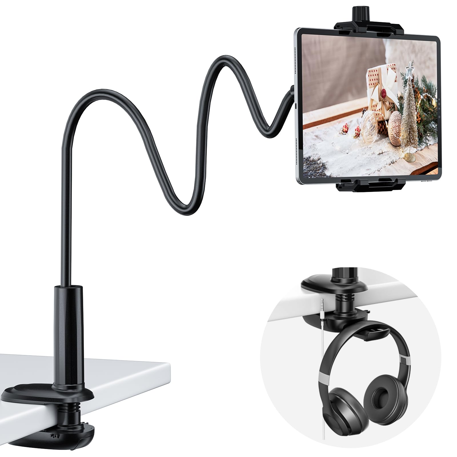 Photo 1 of ***MISSING PARTS***
KDD Gooseneck Tablet Stand, 360° Adjustable Phone & iPad Holder for Bed and Desk, Flexible Arm Mount Clip for Video Recording, Bedside & Headboard Clamp for iPad Pro 12.9, Mini, Switch
