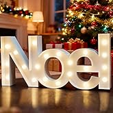 Bright Zeal 18" Large NOEL Sign Marquee Letters With Lights (White, 6hr Timer) - Christmas Wall Decor NOEL Letter Christmas Tabletop Decorations For Home - Light Up Tabletop Decorations