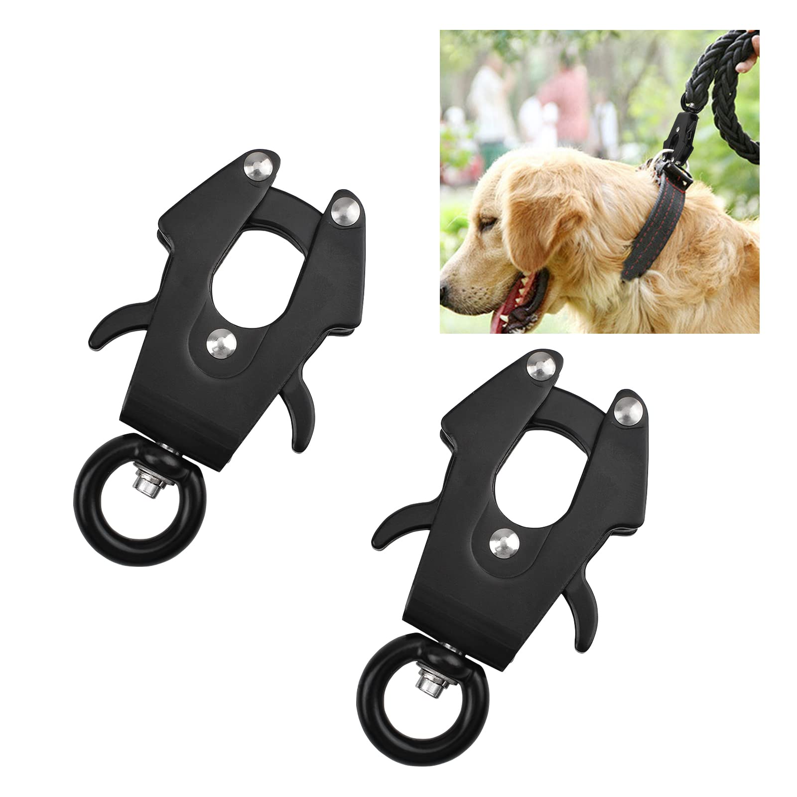 UFURMATE Frog Clip, 2PCS Space Aluminum Locking Dog Leash Buckle Quick Release Buckle Rust Resistant Dog Leash Clasp 360 Degree Swivel Clip for Linking Pet Collar — image 1
