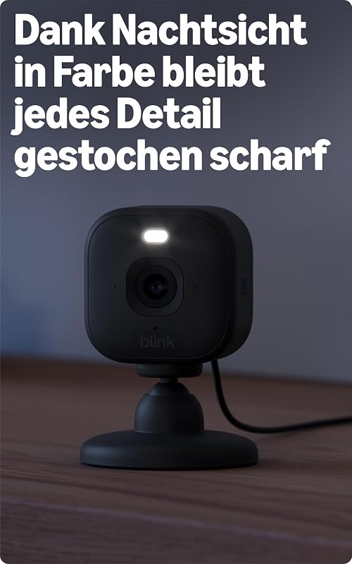Mini 2K+ (neueste Generation), Sicherheitskamera mit Netzstecker für zuhause, 2K-Videoauflösung, 4-fach-Zoom, Nachtsicht in Farbe, 1 Kamera – Schwarz