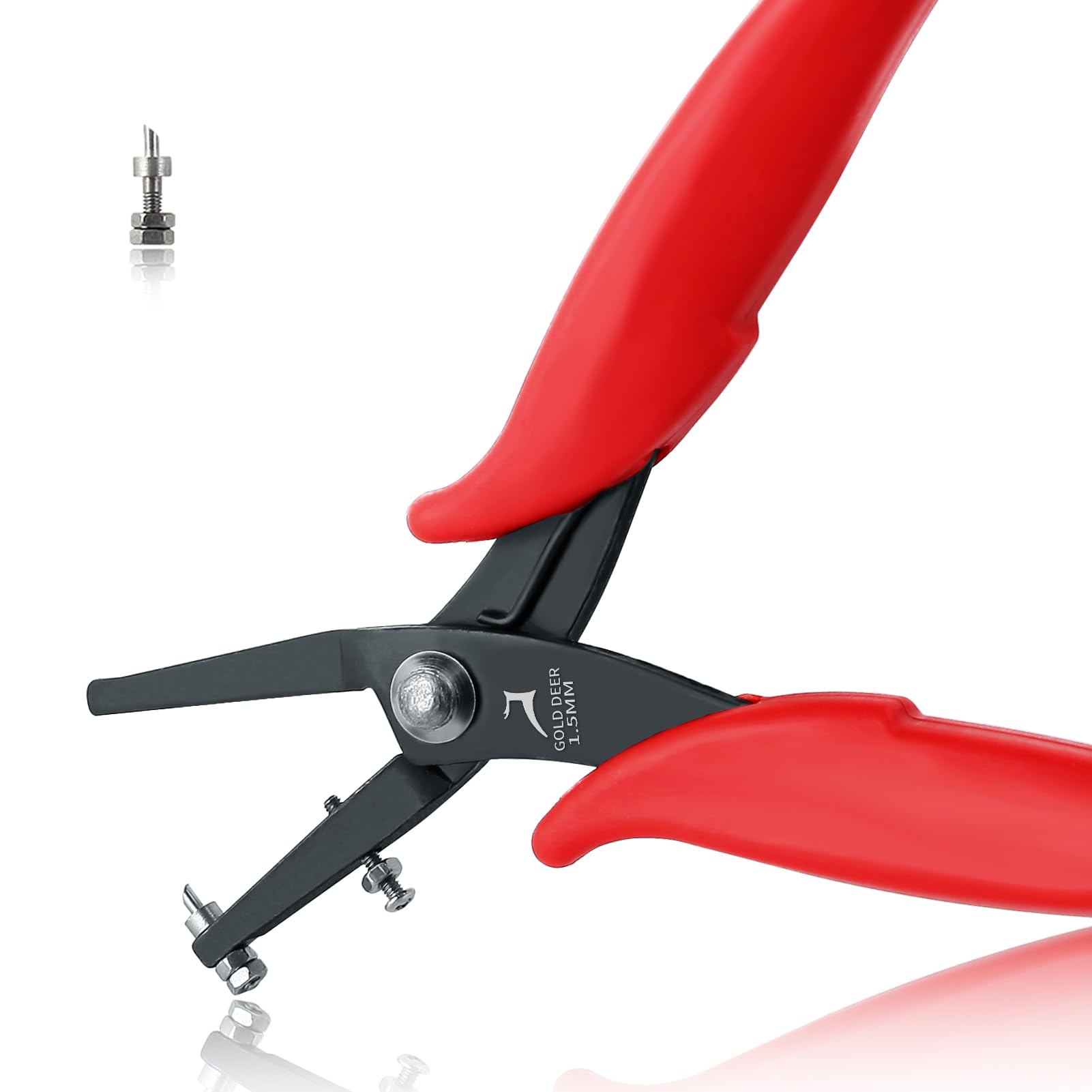 GOLD DEER 1.5mm Metal Hole Punch Pliers with One Replacement Pins Round Hole Punching Pliers Precision Fine Pliers Metal Hole Punch Tool For Soft Metals Sheet Jewelry Making Tool for Handcraft Work