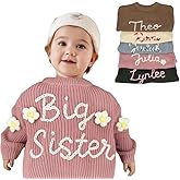Personalized Baby Name Sweater,Toddler Baby Girl Boy Knit Sweater Gifts, Custom Newborn Girl Clothes Cardigan,Baby Sister Sweater. Multicolor