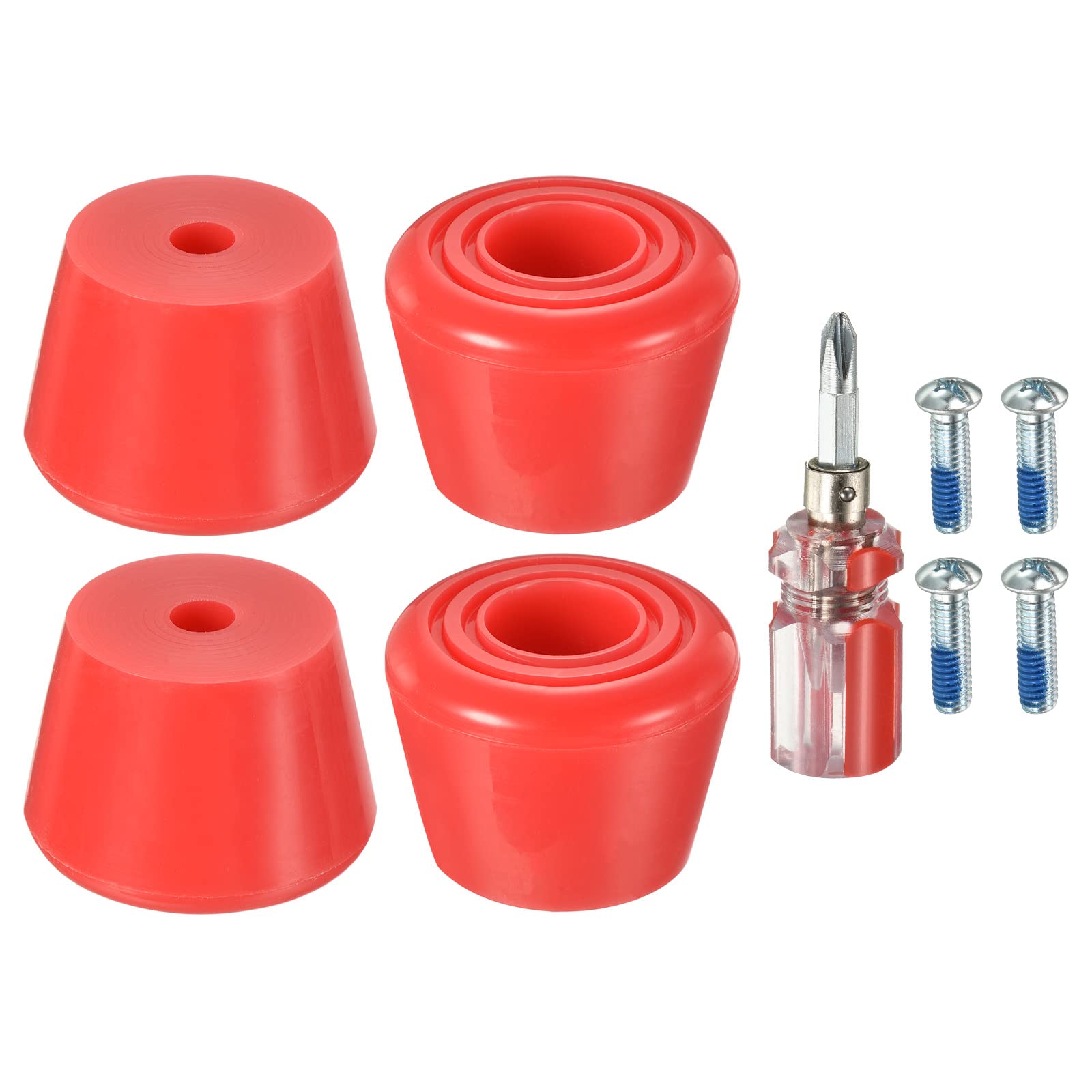 PATIKIL Roller Skate Toe Stops with Screwdriver, 2 Pair 82A Rubber Brake Stoppers Block for Roller Skate Accessories Replacement, Red