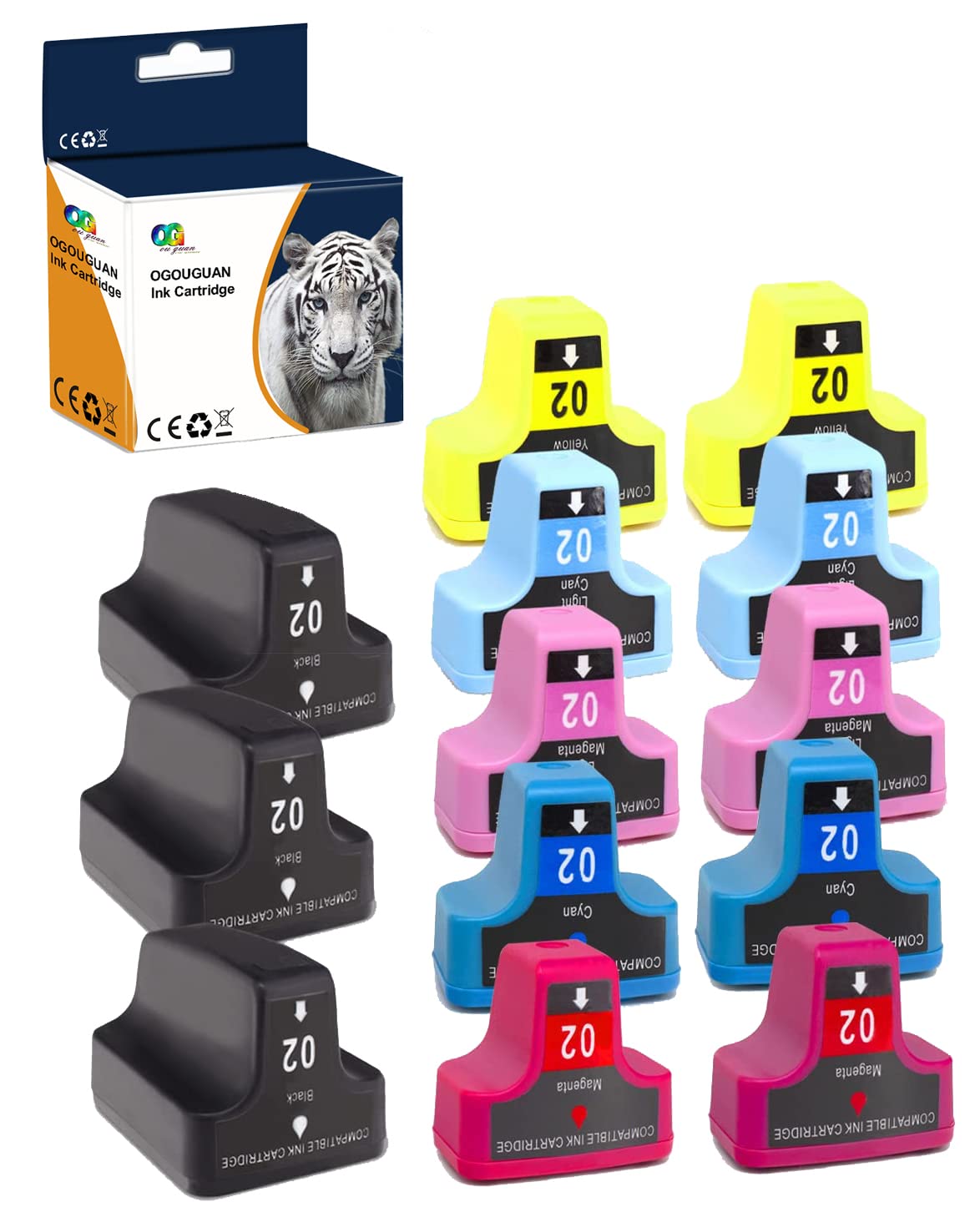 Photo 1 of Colour-Store Compatible Ink Cartridge Replacement for HP 02 for HP PhotoSmart C6150 C6180 C7180 C7280 D7260 D7360 D7160 D7460 C8180 C61 00 C5 100 D7363 C51 C1 C1 C51 (6 Colors 13PK)