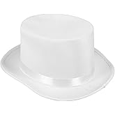 BESTOYARD White Dress Up Hats: Wizard Costume Cap, Satin Bonnets for Halloween Party, Tall Flat Gentleman Miss Sombrero